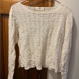 NATURAL LIFE Cream Long Sleeve Textured Top